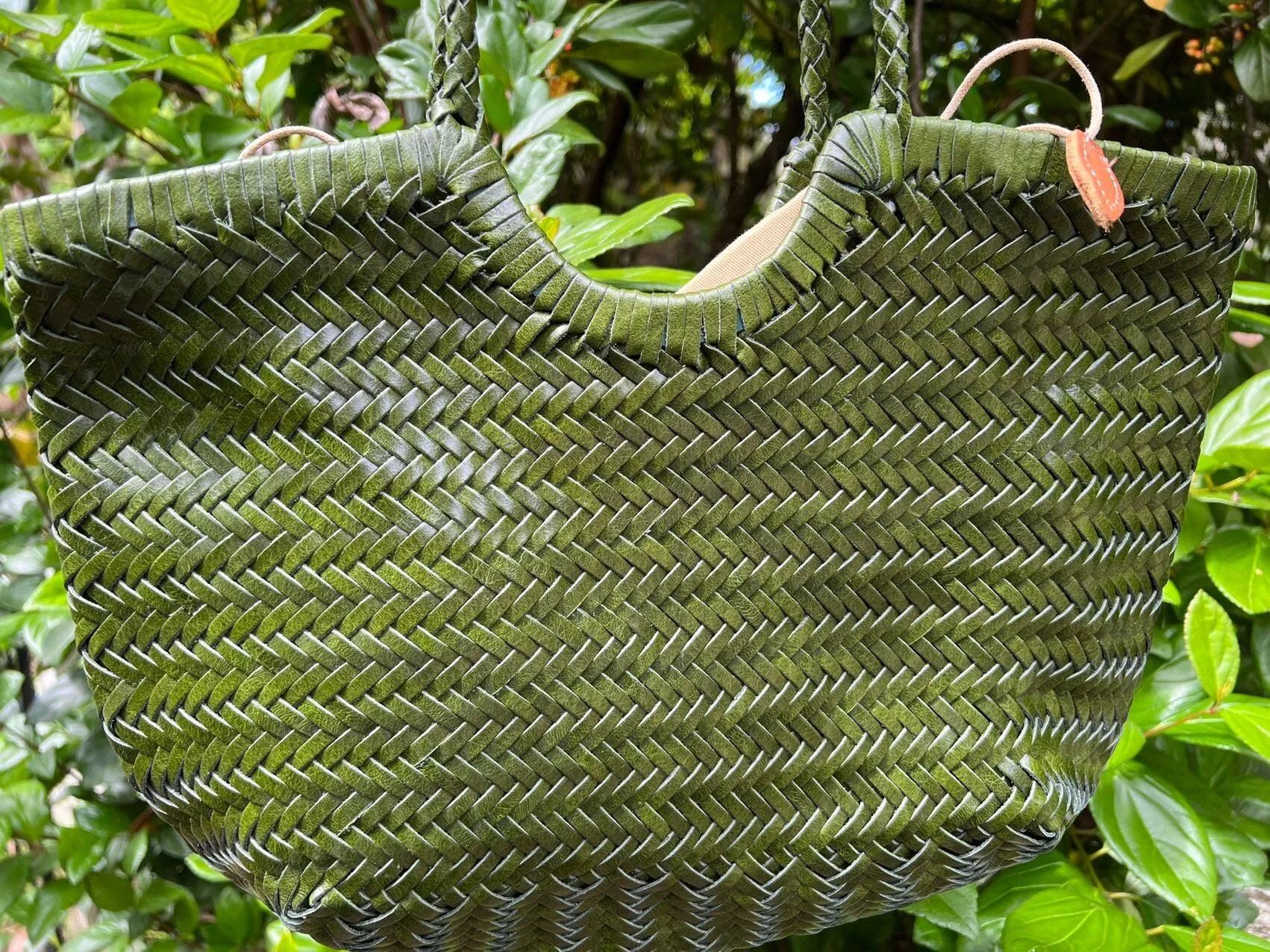 Handcrafted Woven Leather Tote Bag, Full Grain Leather Hand Woven Triple Jump Bamboo Style Ladies HOBO Bag, Summer Holiday Bag