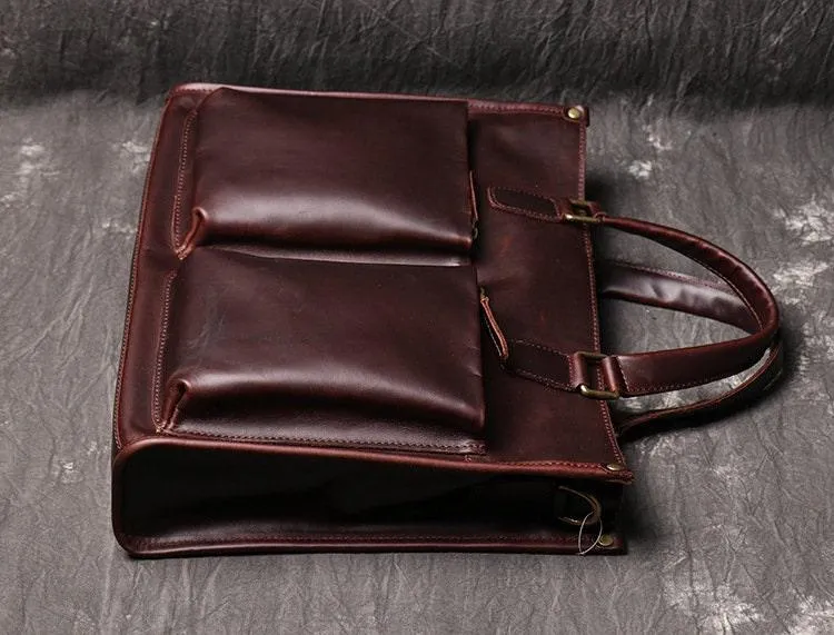 Handmade Full Grain Leather Messenger Bag, Mens Retro Leather Briefcase, Women Leather Laptop Bag, Large Satchel Crossbody Shoulder Bag Gift