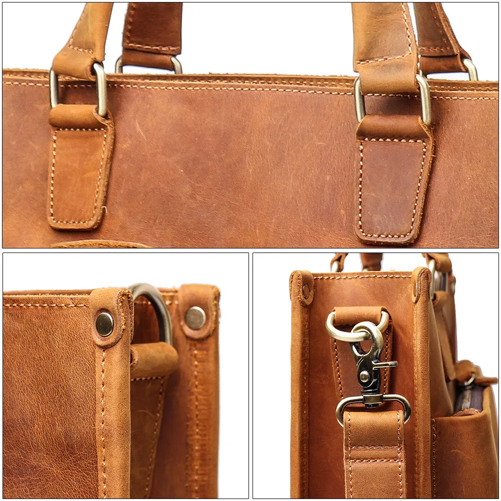 Handmade Full Grain Leather Messenger Bag, Mens Retro Leather Briefcase, Women Leather Laptop Bag, Large Satchel Crossbody Shoulder Bag Gift