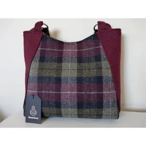 Harris Tweed Bag - Embsay Tote Bag -  Burgundy & Green