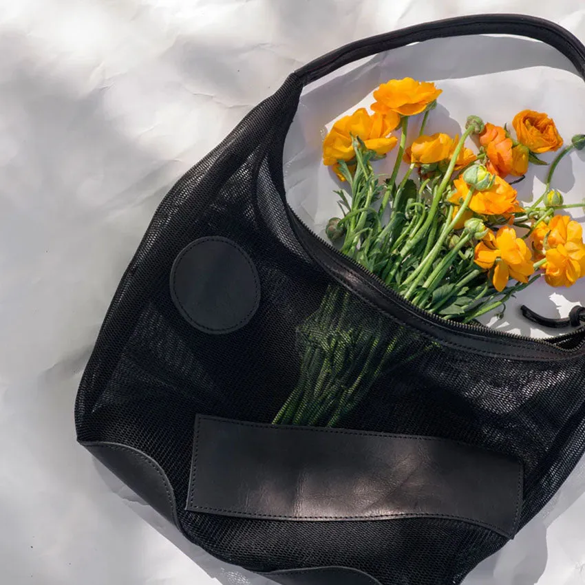 Honeycomb Leather Tote - Black