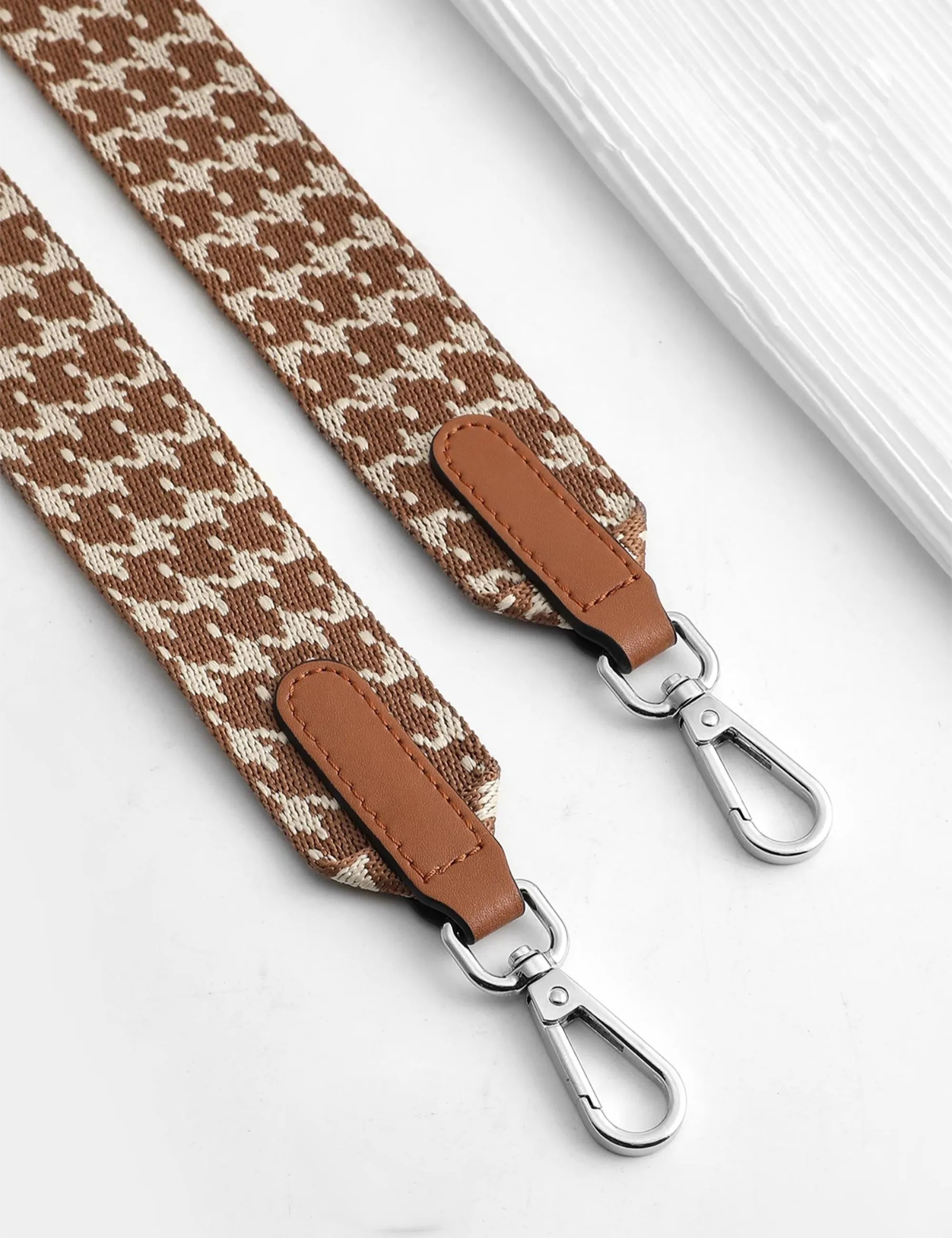 Houndstooth Pattern Canvas Shoulder Strap, 3.7cm Bag Replacement Strap, Shoulder and Crossbody Bag Strap
