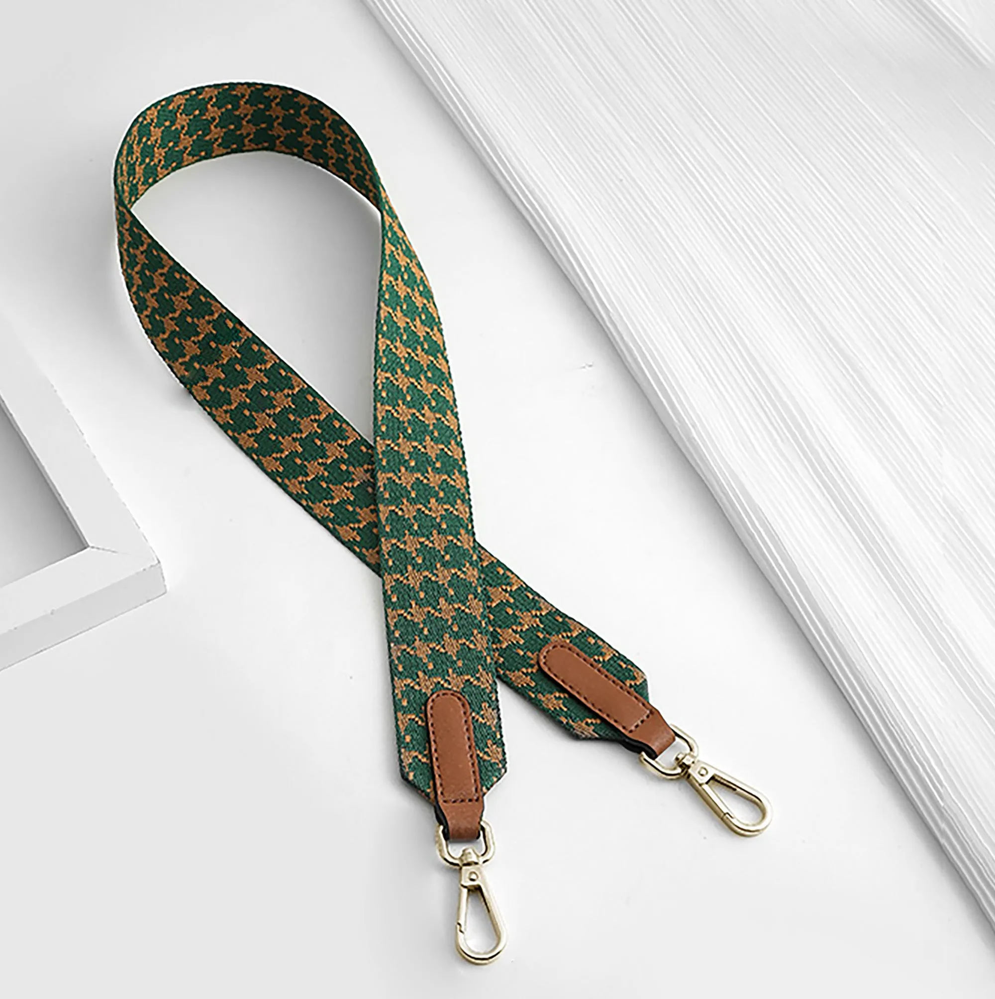 Houndstooth Pattern Canvas Shoulder Strap, 3.7cm Bag Replacement Strap, Shoulder and Crossbody Bag Strap