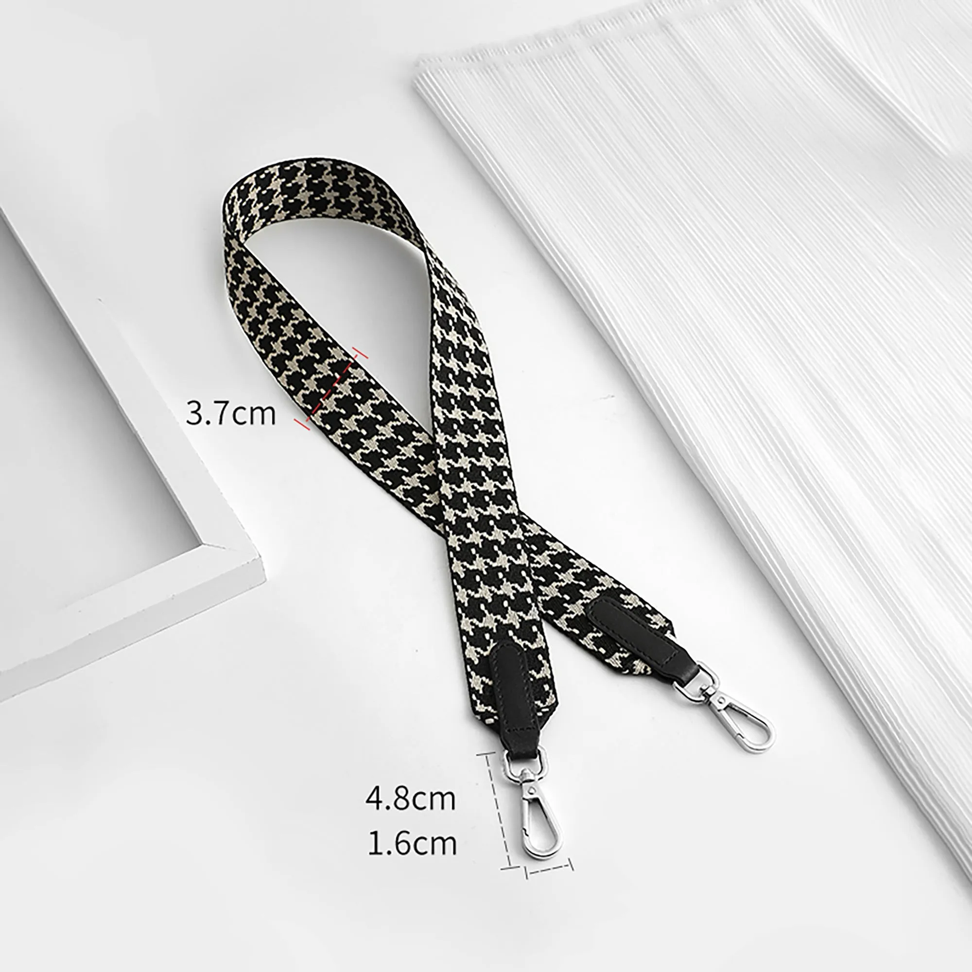 Houndstooth Pattern Canvas Shoulder Strap, 3.7cm Bag Replacement Strap, Shoulder and Crossbody Bag Strap