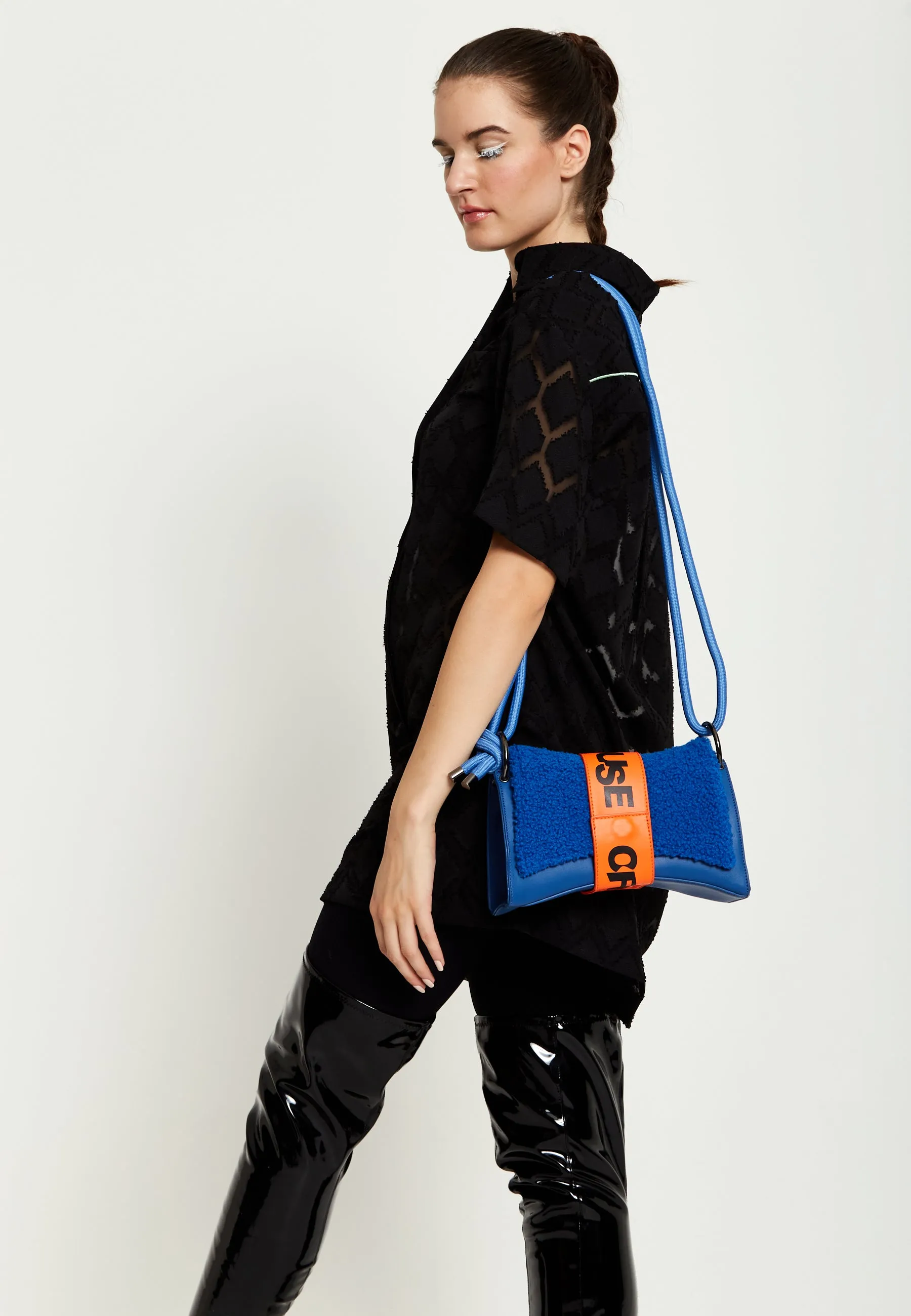 House Of Holland Cross Body Bag In Teddy Dark Blue And Orange