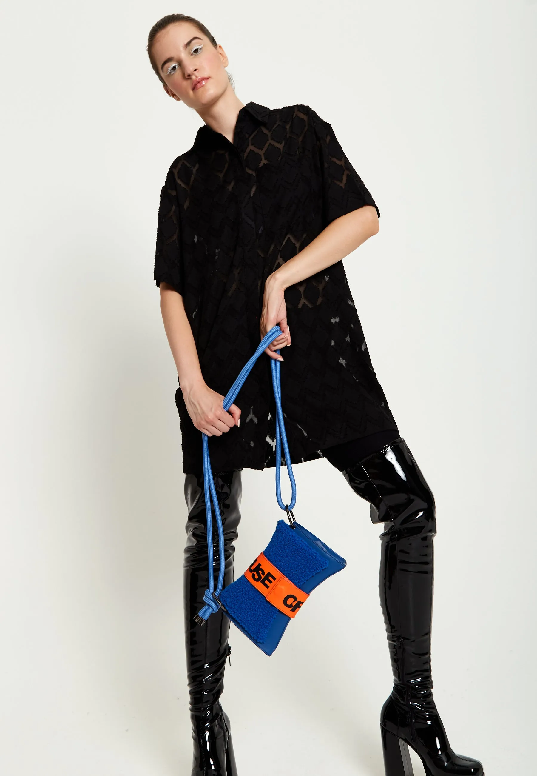 House Of Holland Cross Body Bag In Teddy Dark Blue And Orange