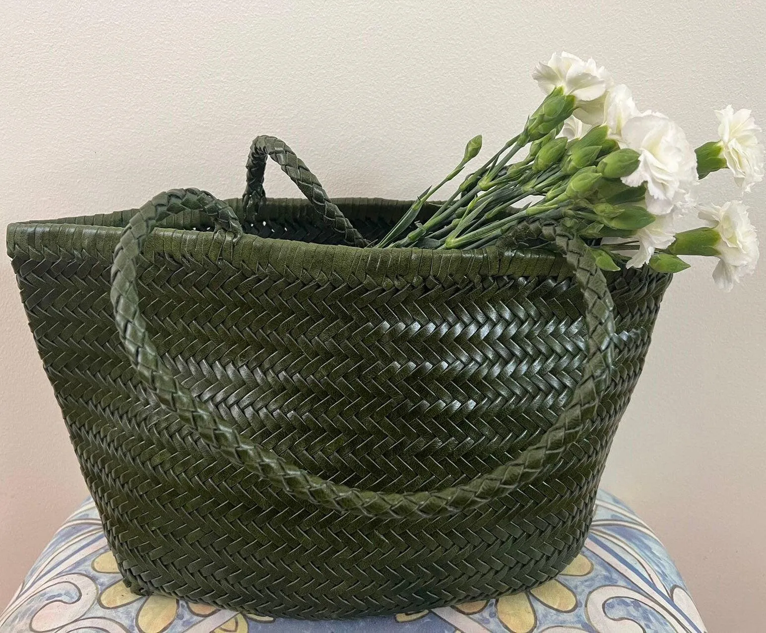Italy Full Grain Leather Soft Woven Triple Jump Bamboo Style HandBag, Handcrafted Ladies Bag, Basket Bag, Coffee, Black, Brown