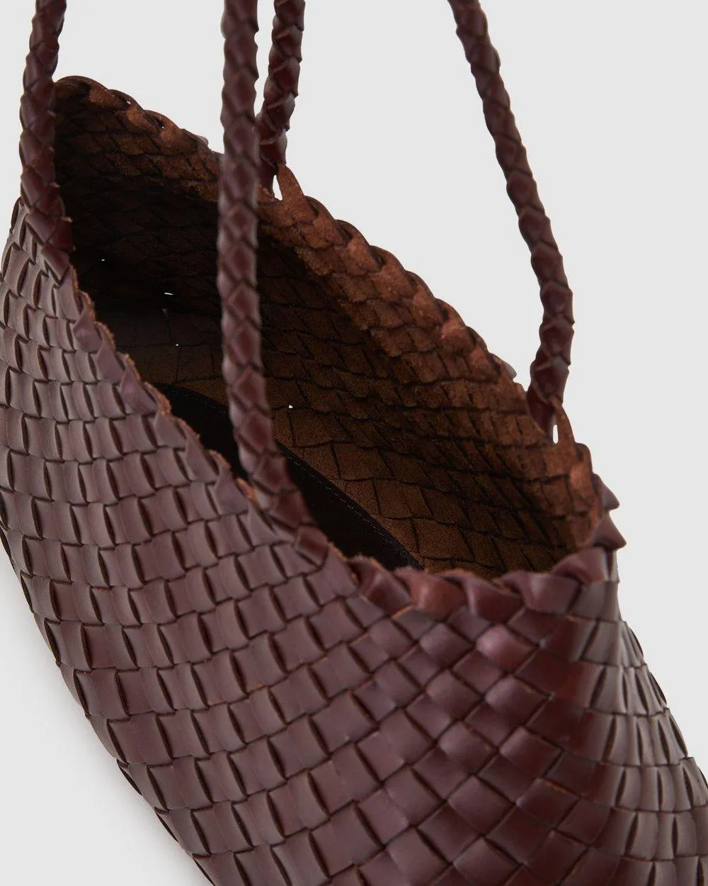Italy Leather Woven Bag Hobo Trapezoidal Shoulder Bag (Long Handle) | New Style Summer Beach Bag Full Grain Leather Triple Jump Bamboo HandBag, Handcrafted Basket Bag