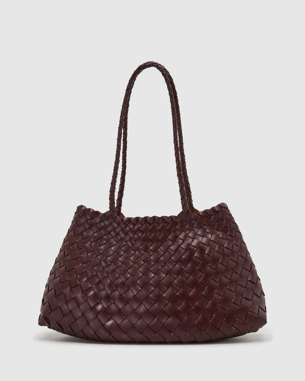 Italy Leather Woven Bag Hobo Trapezoidal Shoulder Bag (Long Handle) | New Style Summer Beach Bag Full Grain Leather Triple Jump Bamboo HandBag, Handcrafted Basket Bag
