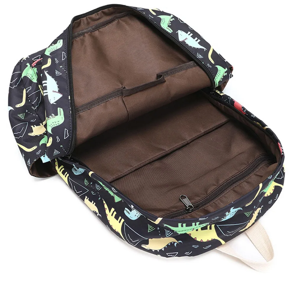 Kids Backpack With Lunch Box Dinosaur School Backpacks - Pink Black Green Book Bags For Boys Girls To School Essential 3 Pieces