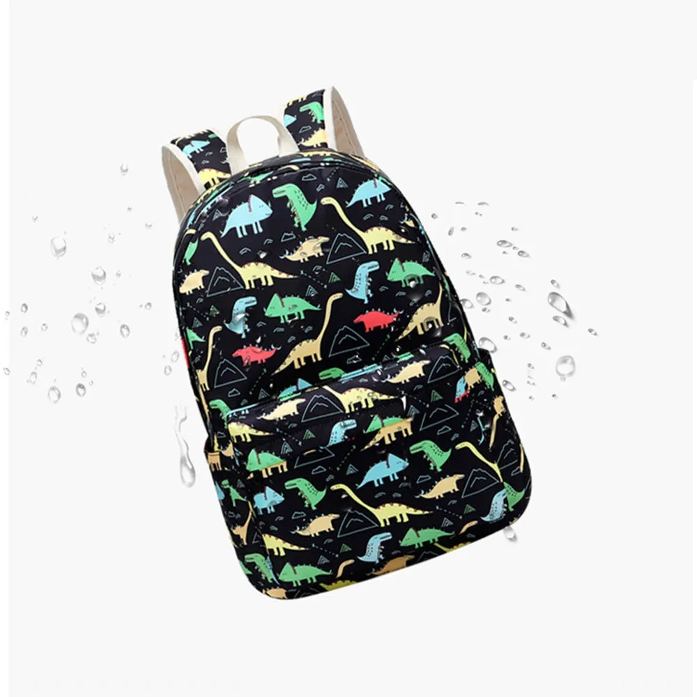 Kids Backpack With Lunch Box Dinosaur School Backpacks - Pink Black Green Book Bags For Boys Girls To School Essential 3 Pieces