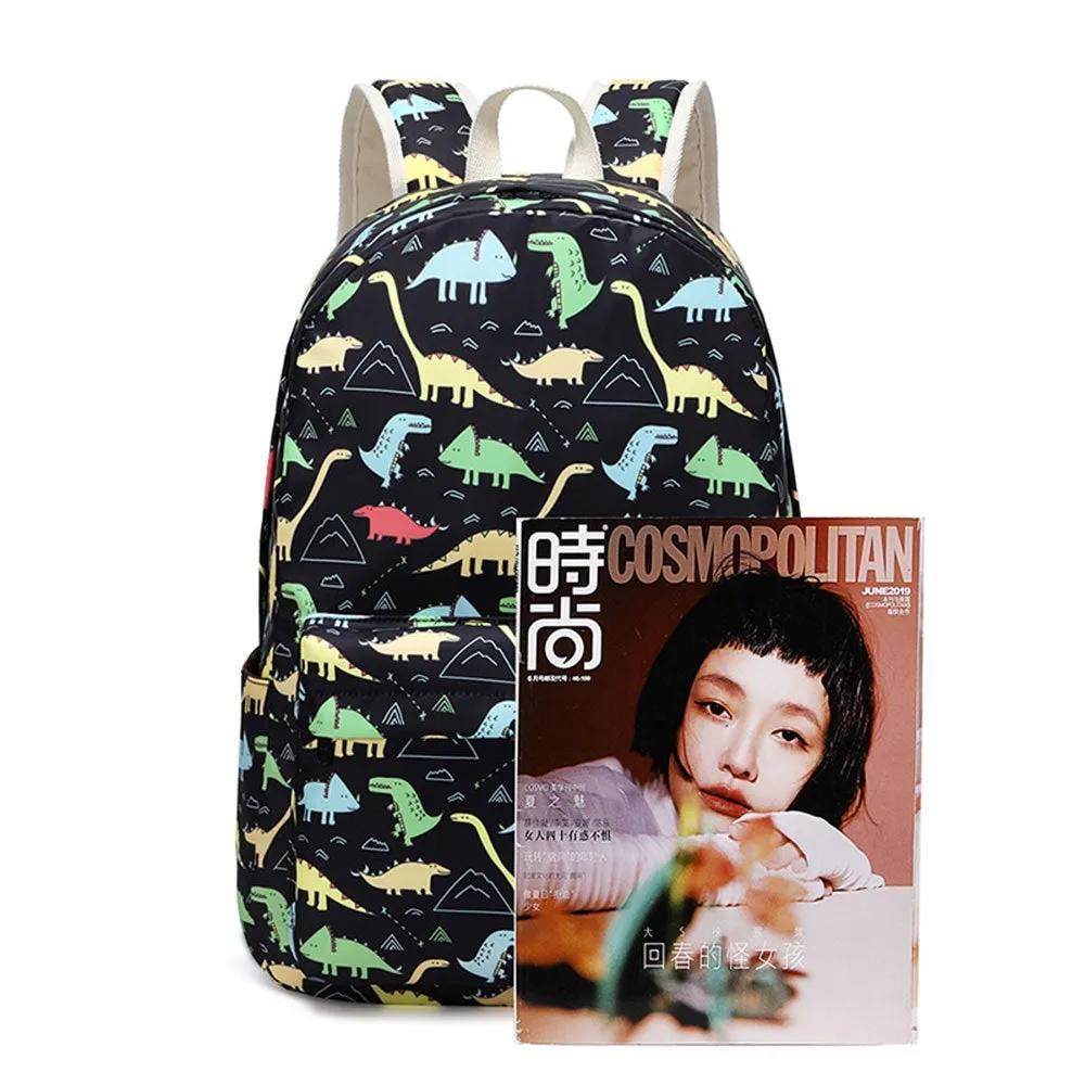 Kids Backpack With Lunch Box Dinosaur School Backpacks - Pink Black Green Book Bags For Boys Girls To School Essential 3 Pieces