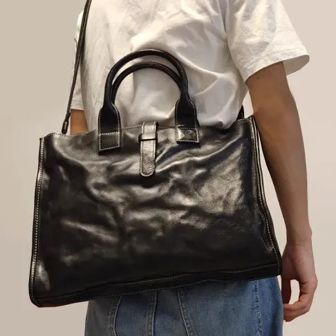 Laptop Vegetable Tanned Leather Bag For Men,Crossbody Briefcase-i7bags