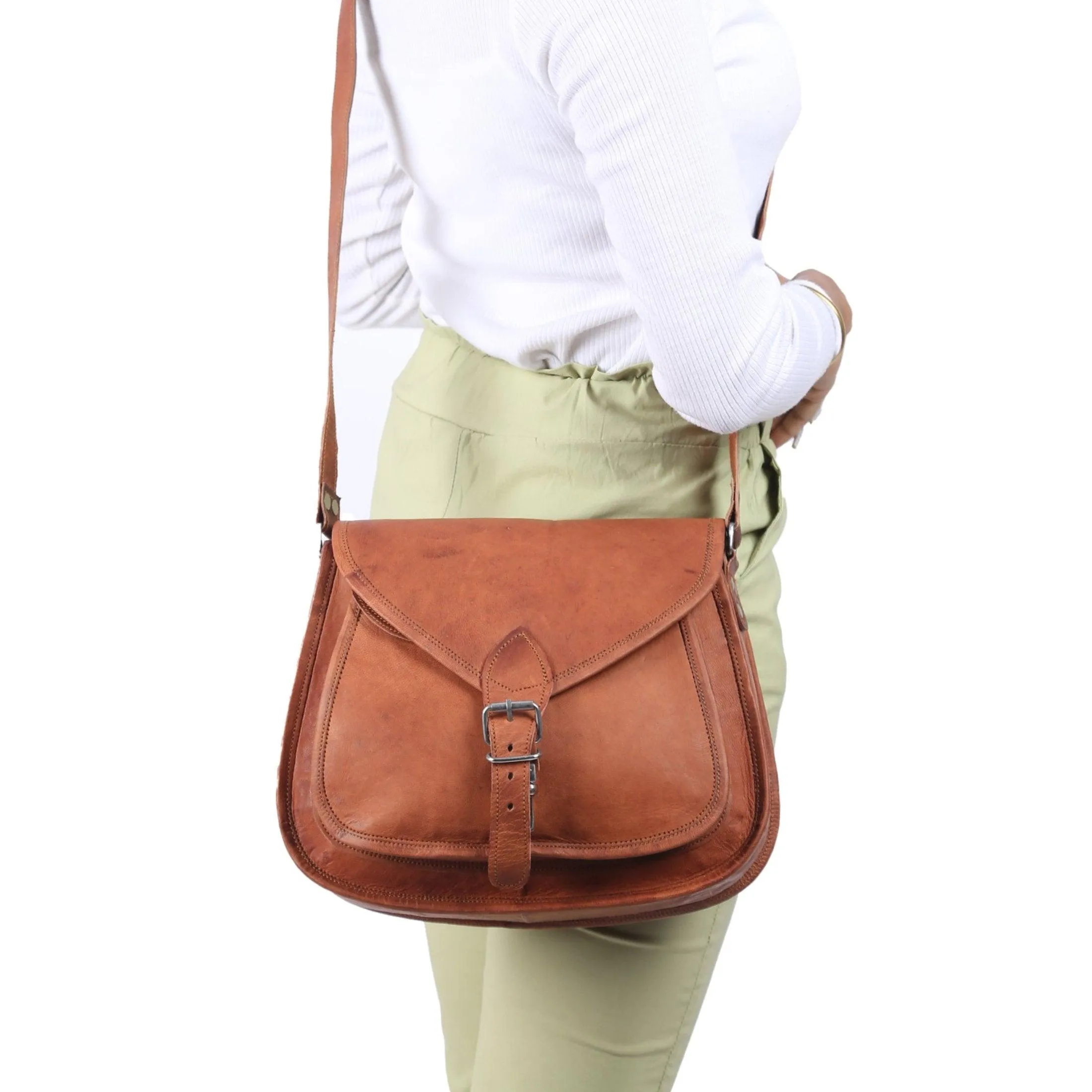 Leather Purse Women Shoulder Bag Crossbody Satchel Ladies Tote Travel Purse by Komal's Passion Leather (12 Inch)
