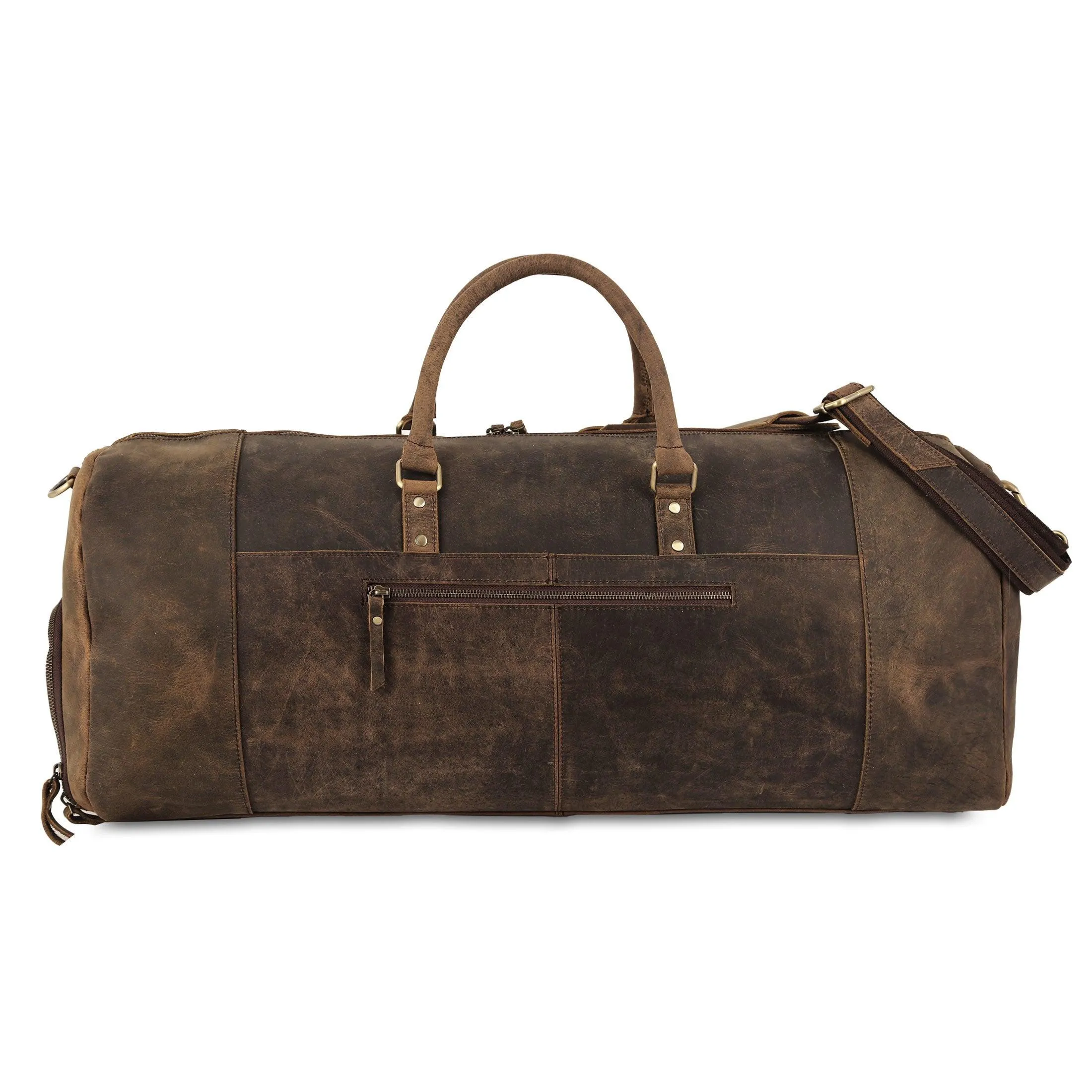 Leather Travel 20 Inch Duffel Bags for Men and Women Full Grain Leather Overnight Weekend Leather Bags Sports Gym Duffle