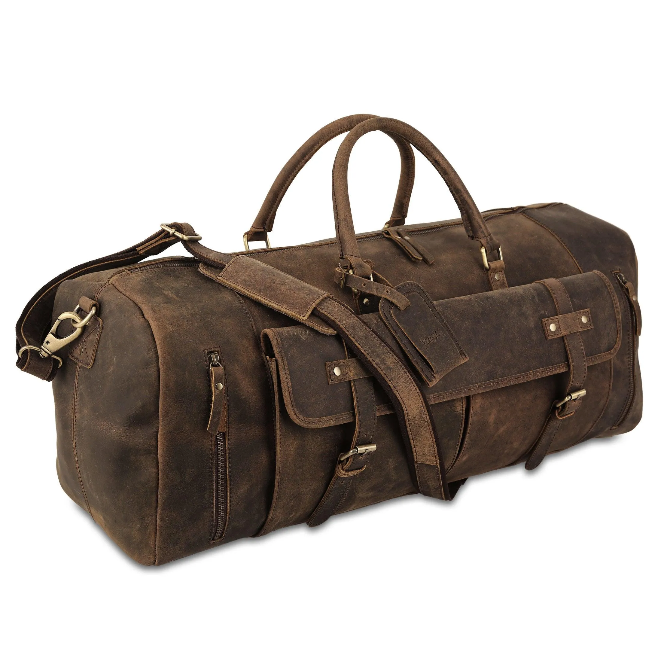Leather Travel 20 Inch Duffel Bags for Men and Women Full Grain Leather Overnight Weekend Leather Bags Sports Gym Duffle
