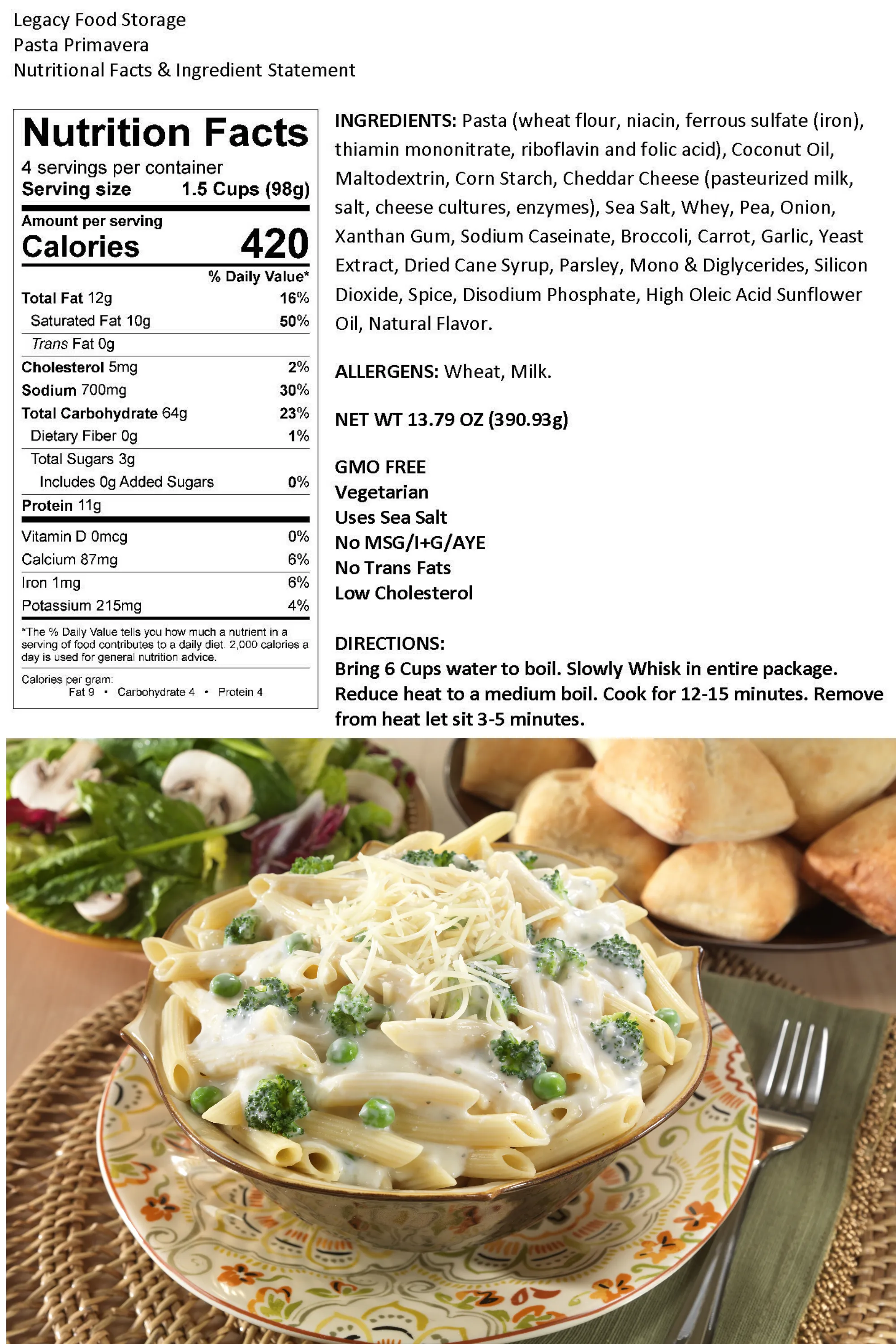 Legacy Premium Breakfast & Entrée Package - 240 Servings