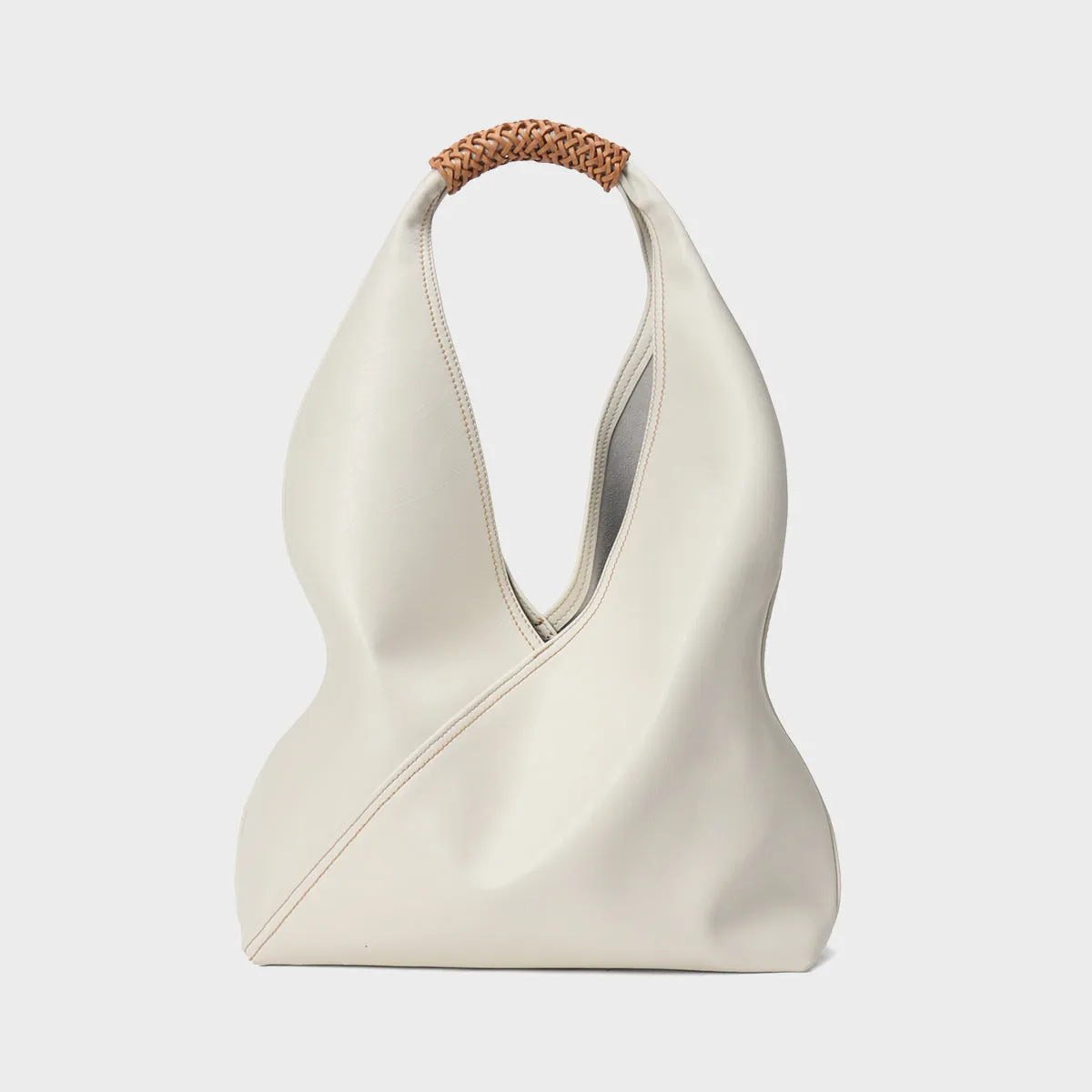 MINIMALIST BUCKET BAG | Genuine Leather | Woven Handle | Fashion Tote Bag | Women Handbag | Birthday Gift | Christmas Gift | Gift for Her