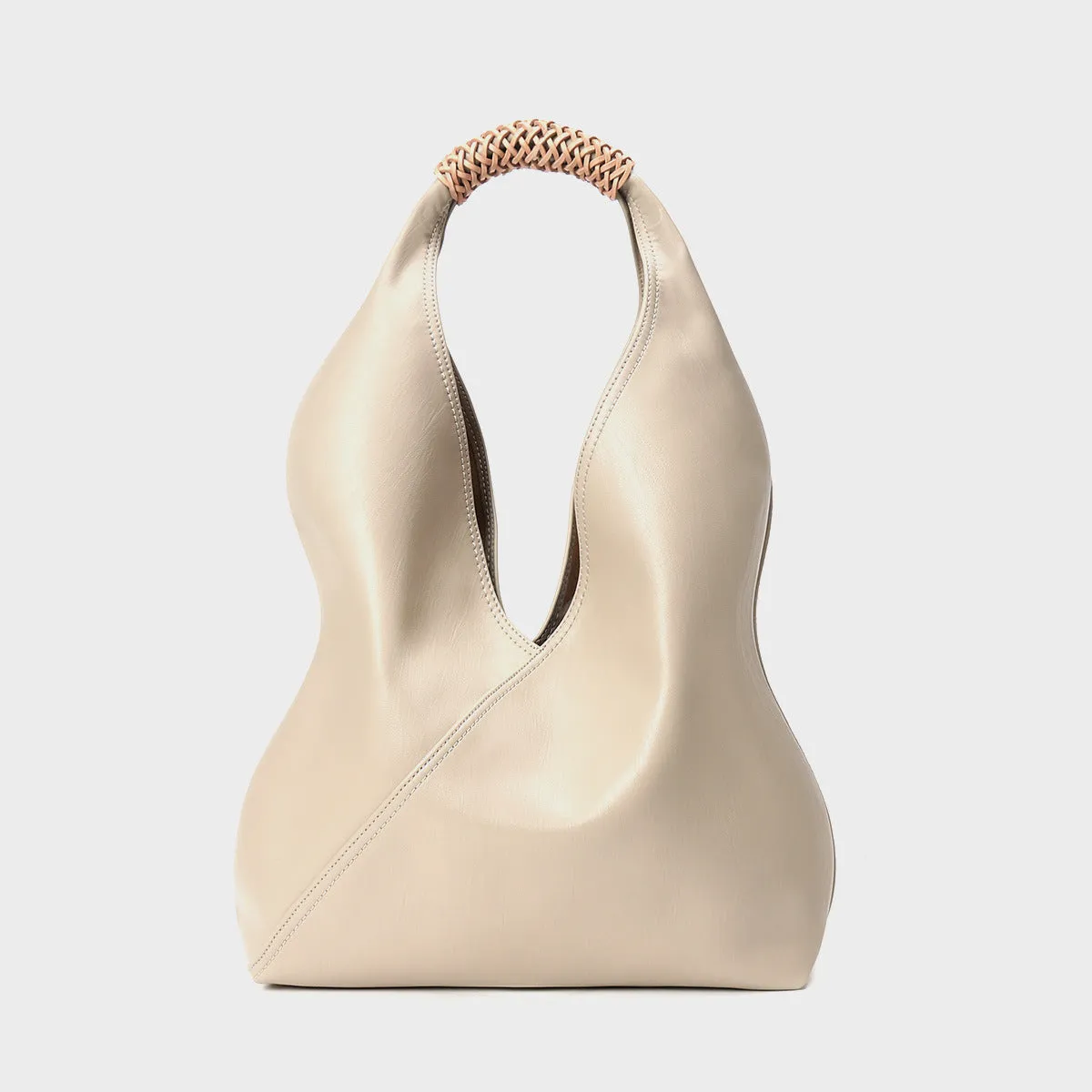 MINIMALIST BUCKET BAG | Genuine Leather | Woven Handle | Fashion Tote Bag | Women Handbag | Birthday Gift | Christmas Gift | Gift for Her
