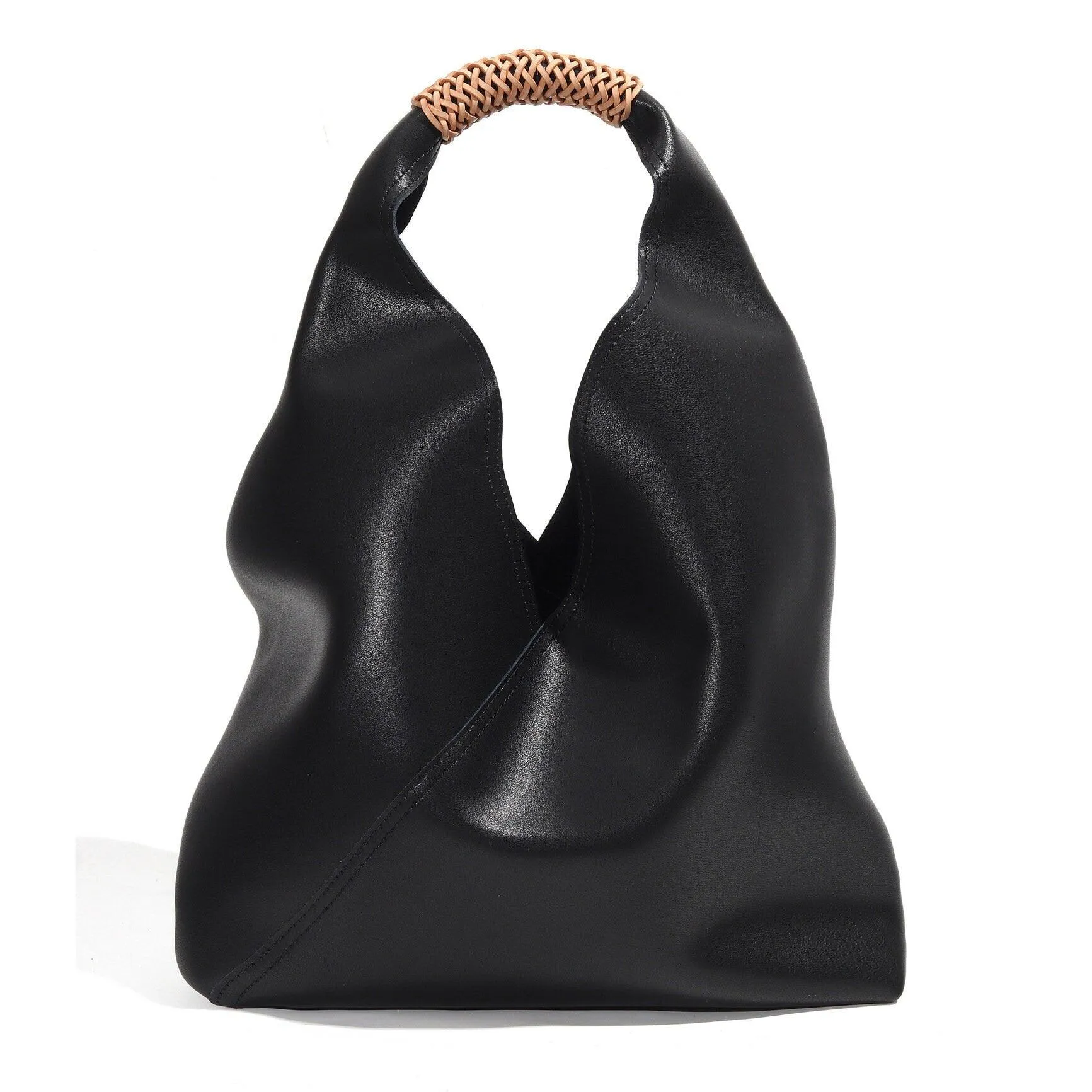 MINIMALIST BUCKET BAG | Genuine Leather | Woven Handle | Fashion Tote Bag | Women Handbag | Birthday Gift | Christmas Gift | Gift for Her