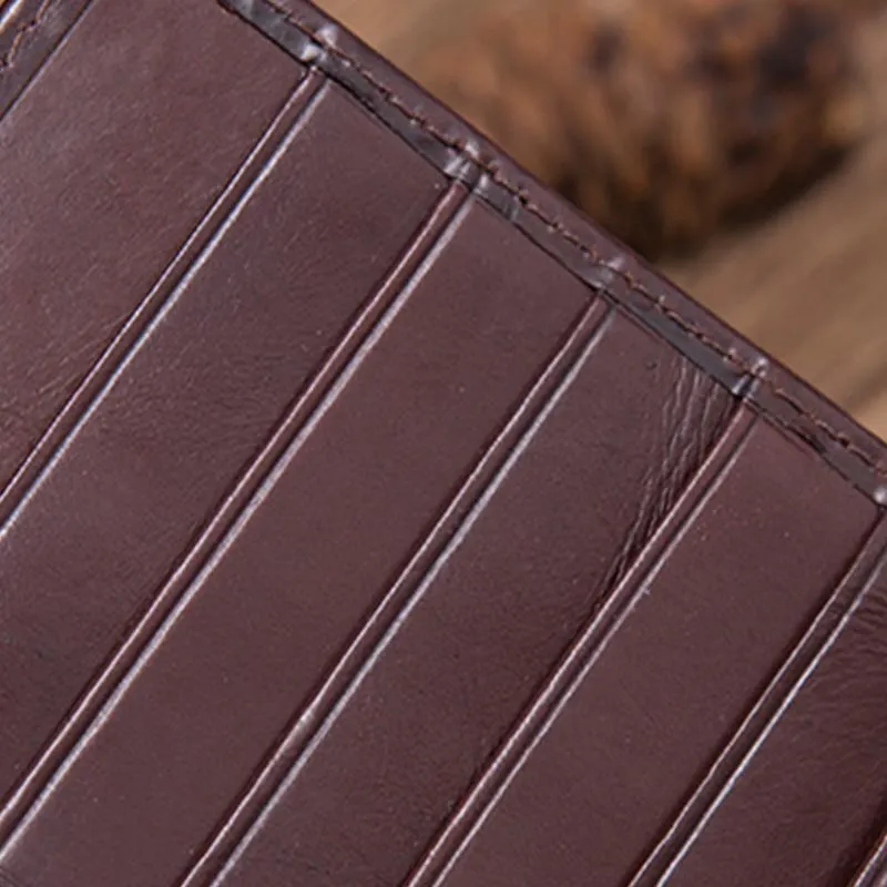 Minimalist Long Clutch For Men Plain Color Leather Money Clip