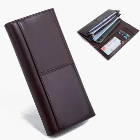 Minimalist Long Clutch For Men Plain Color Leather Money Clip