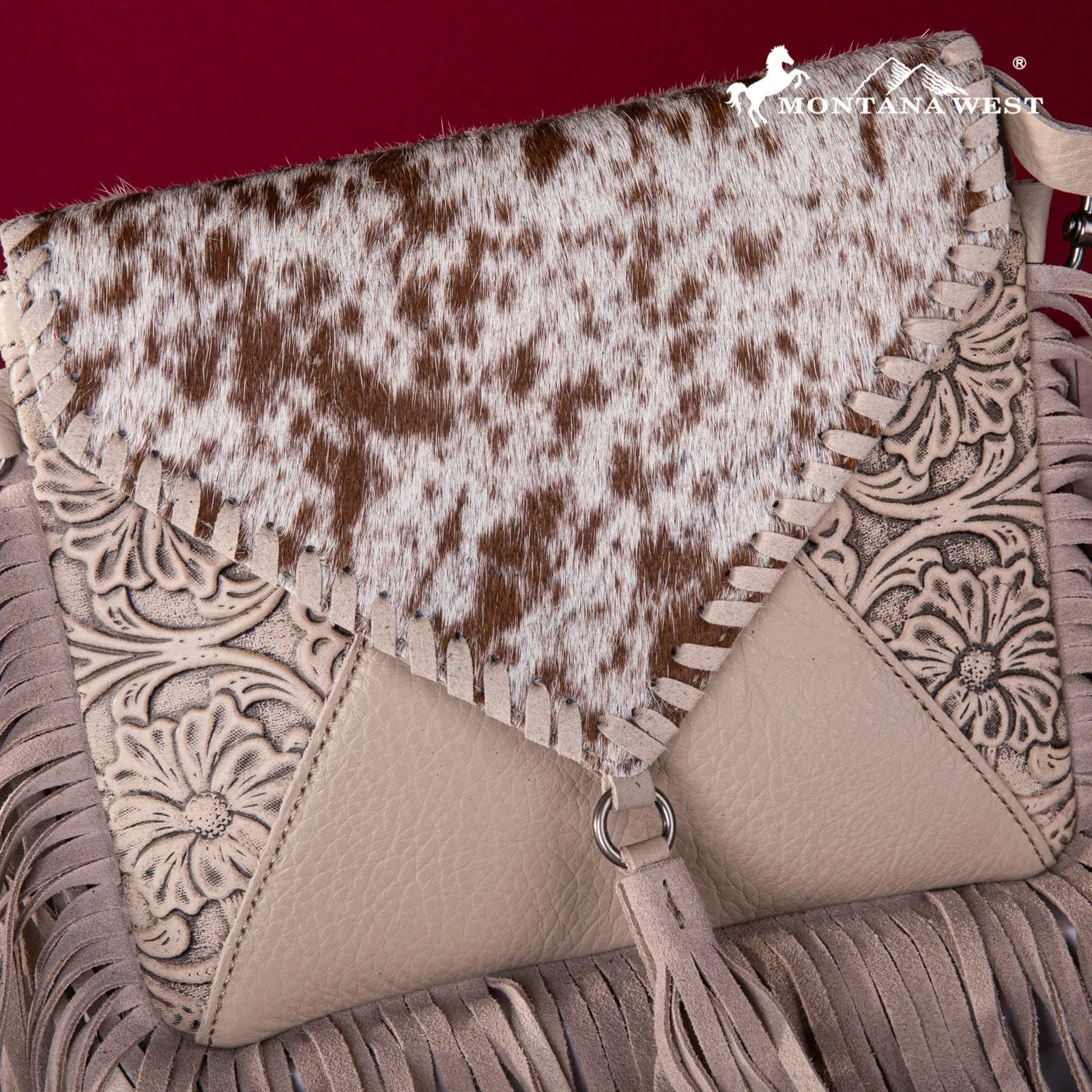 Montana West Genuine Leather Cowhide Fringe Crossbody
