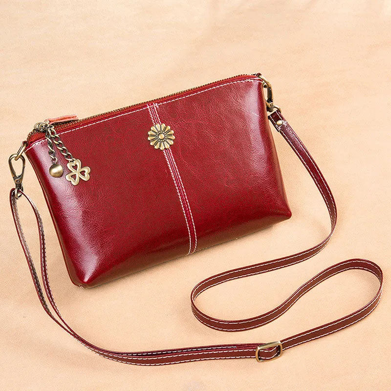 Multi-pocket Leather Clutch Bag Women's Crossbody Bag Phone Bag Mini Purse