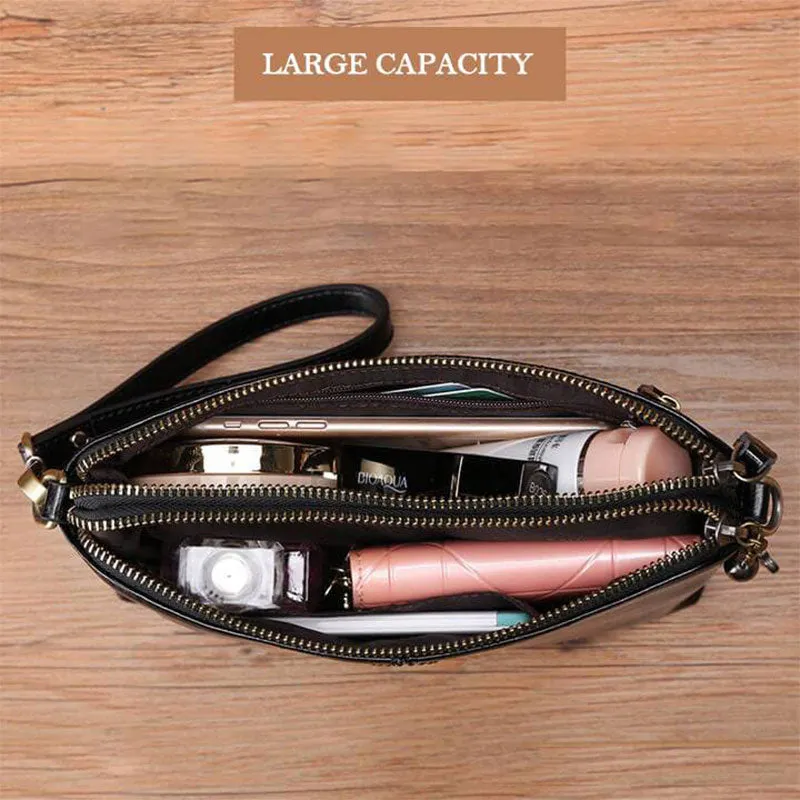 Multi-pocket Leather Clutch Bag Women's Crossbody Bag Phone Bag Mini Purse