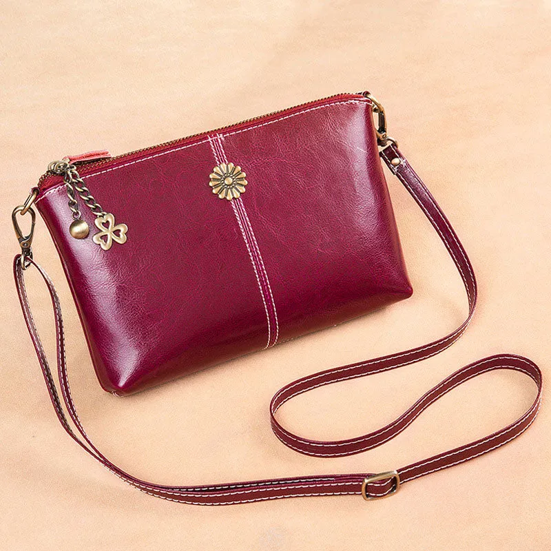 Multi-pocket Leather Clutch Bag Women's Crossbody Bag Phone Bag Mini Purse