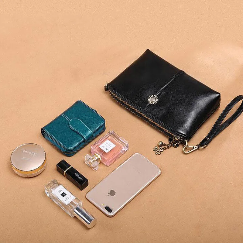 Multi-pocket Leather Clutch Bag Women's Crossbody Bag Phone Bag Mini Purse