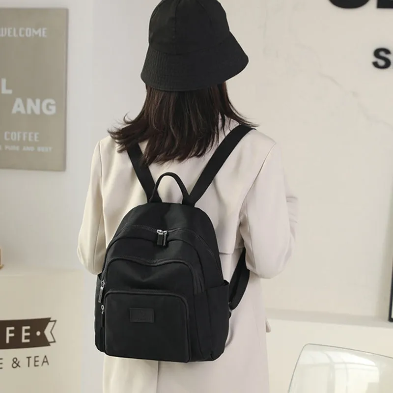 Multi-Pocket Nylon Backpack Daypack Medium Outdoor Travel Backpack for Women Girls