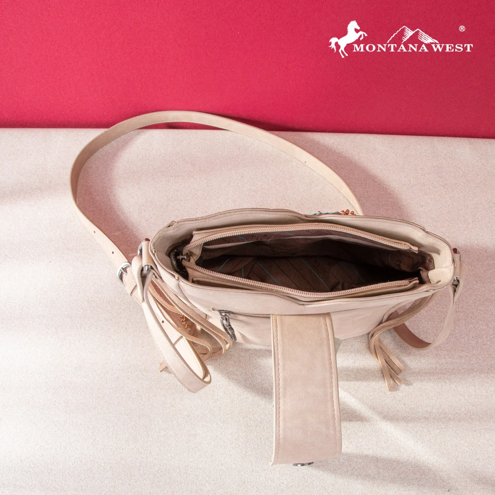 MWF1047-8360  Montana West Fringe Collection Crossbody - Tan