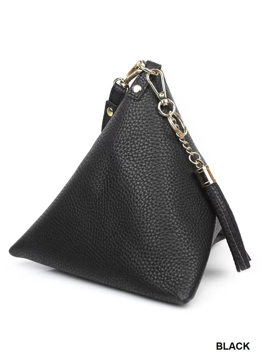 PYRAMID SHAPE TASSEL WRISTLET BAG