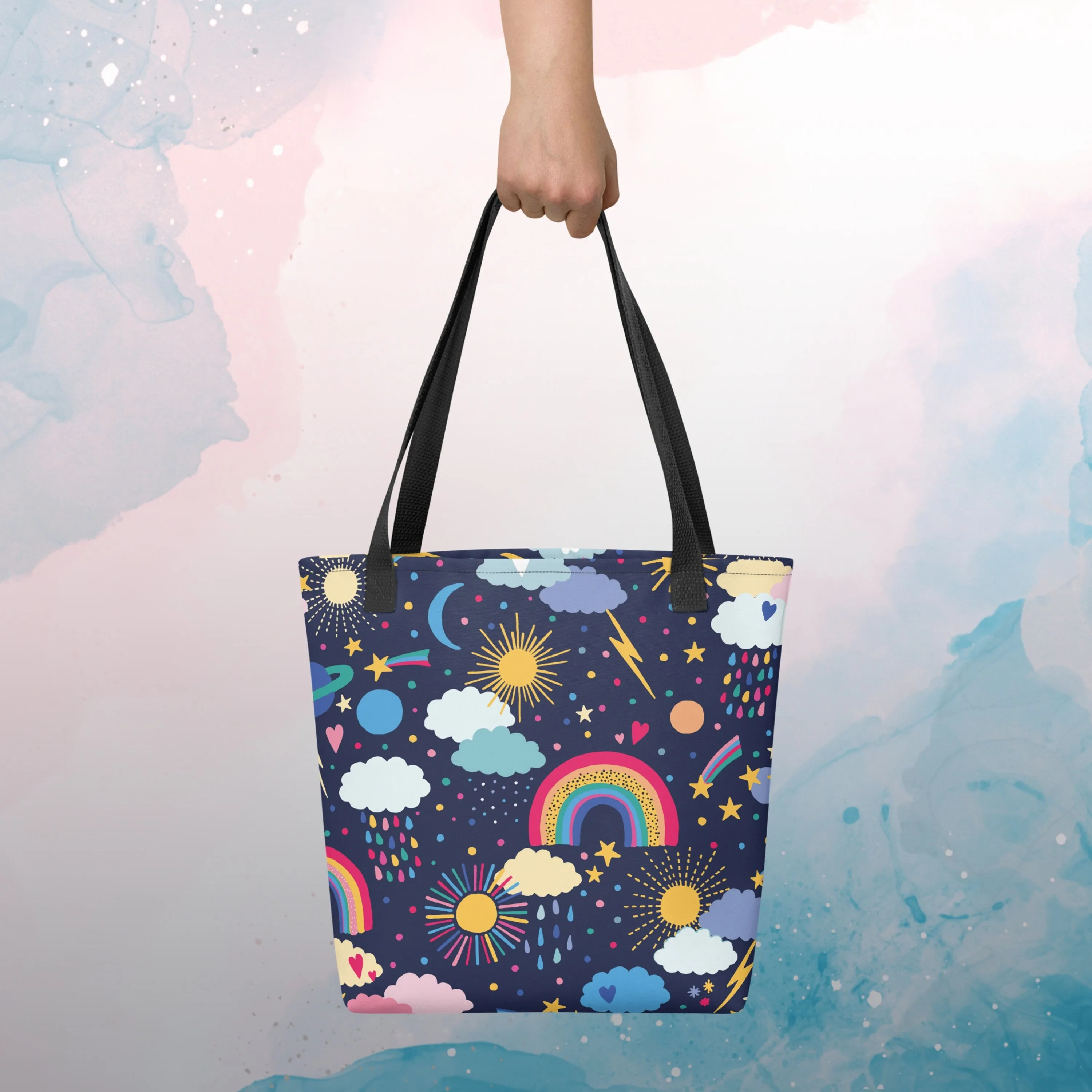 Rainbows and Rainclouds Printed Tote bag