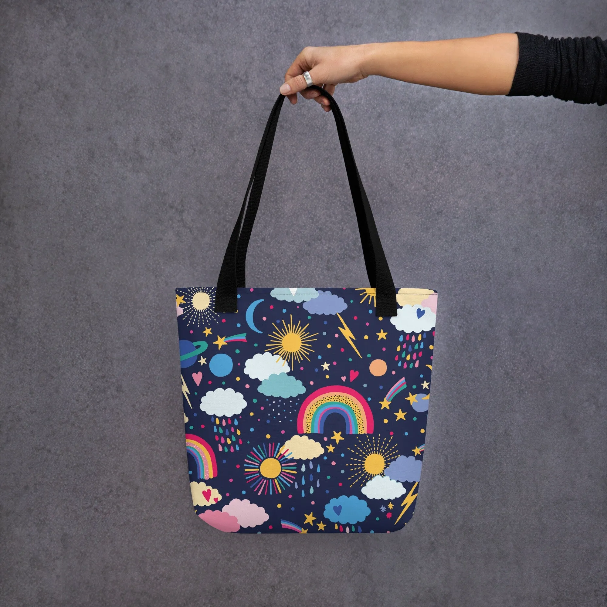 Rainbows and Rainclouds Printed Tote bag
