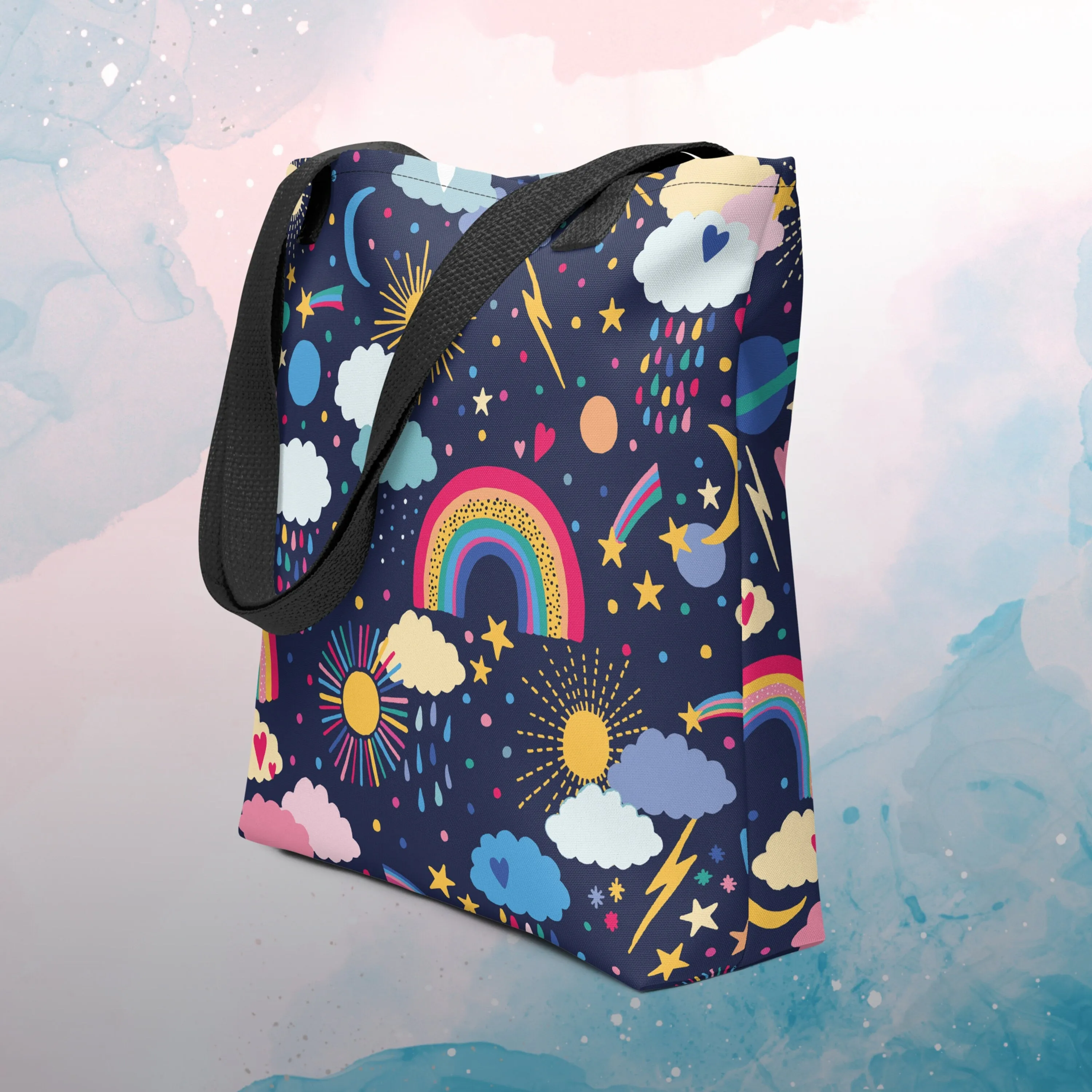 Rainbows and Rainclouds Printed Tote bag