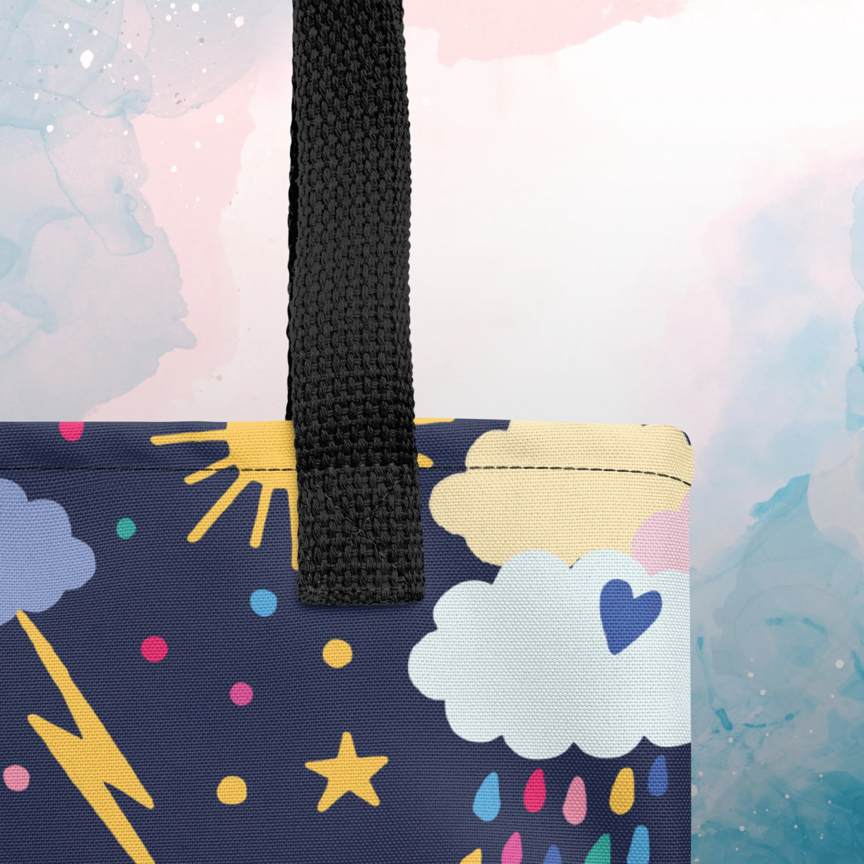 Rainbows and Rainclouds Printed Tote bag