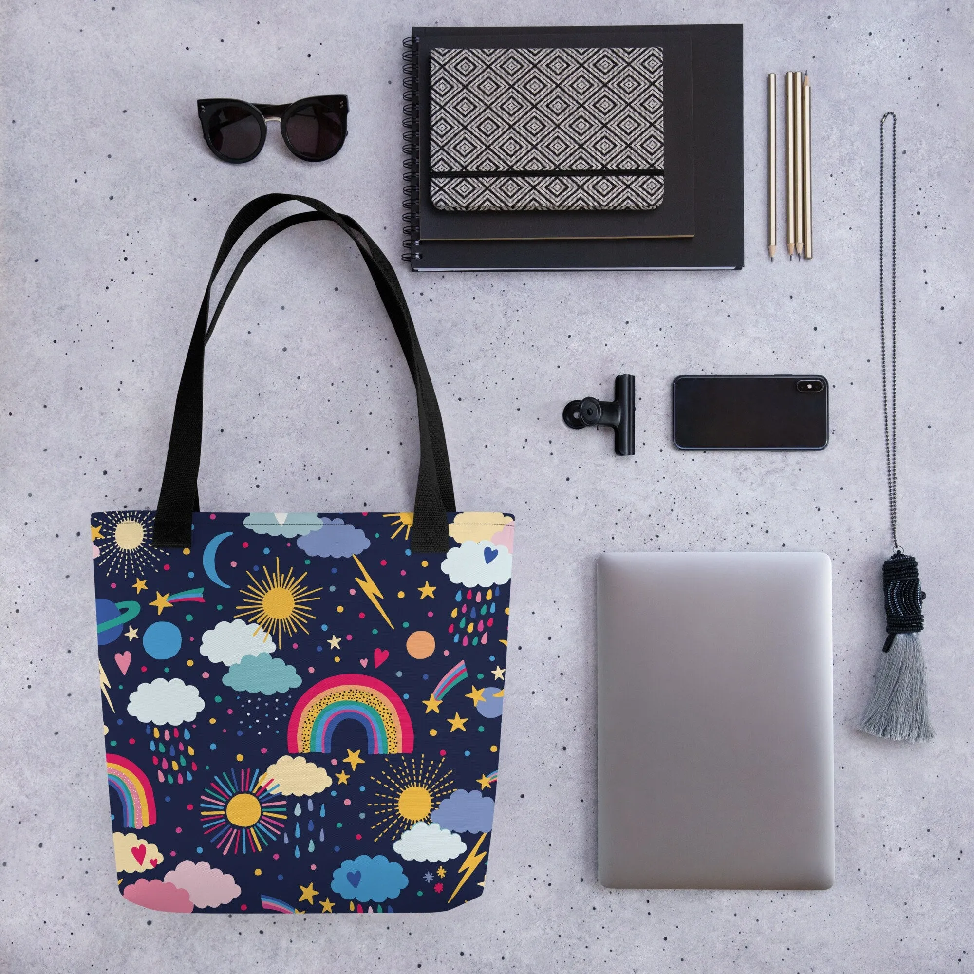 Rainbows and Rainclouds Printed Tote bag
