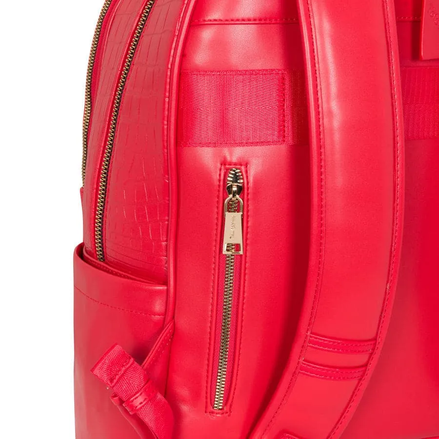 Red Apollo 2 Faux Crocodile Skin Backpack & Rolling Duffle Bag