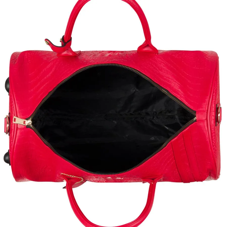 Red Apollo 2 Faux Crocodile Skin Backpack & Rolling Duffle Bag