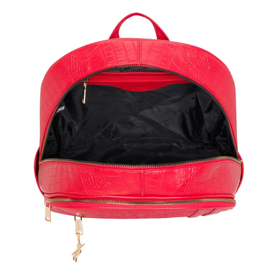 Red Apollo 2 Faux Crocodile Skin Backpack & Rolling Duffle Bag
