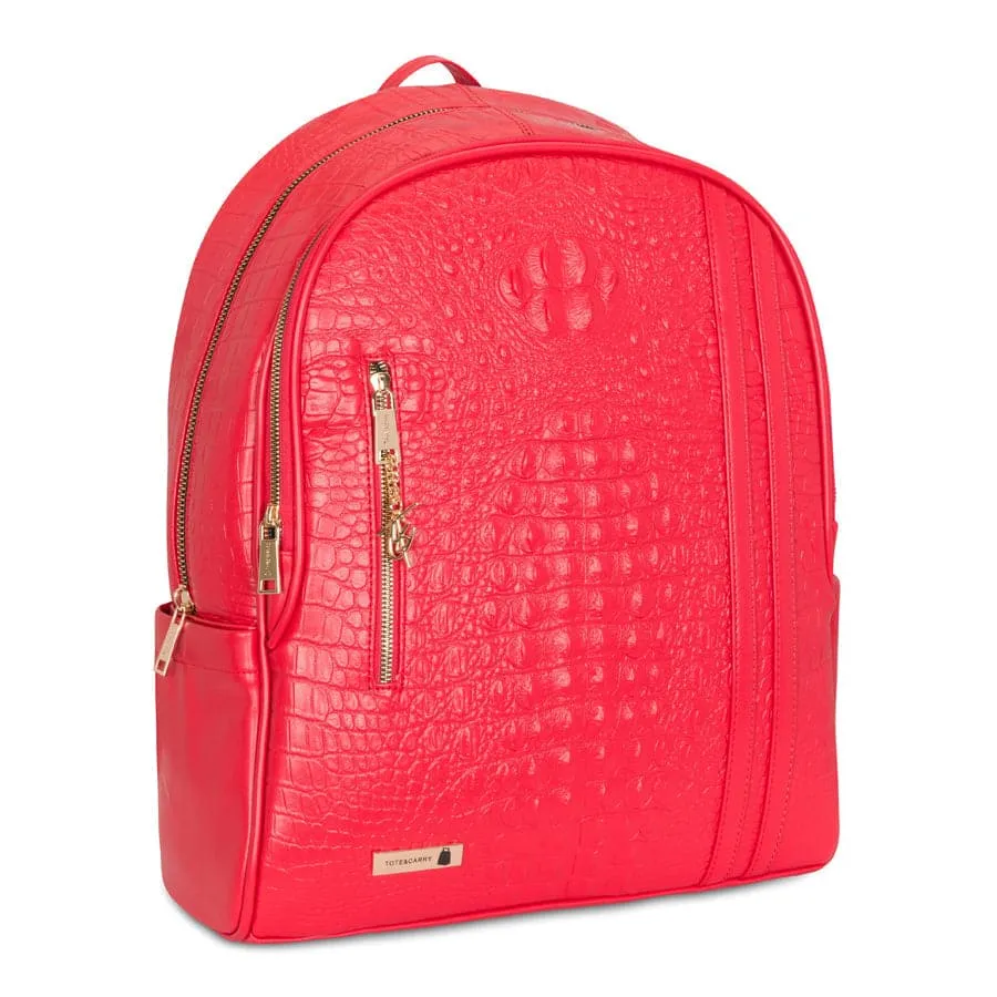Red Apollo 2 Faux Crocodile Skin Backpack & Rolling Duffle Bag