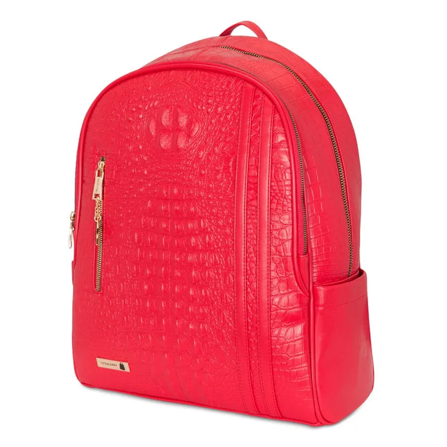 Red Apollo 2 Faux Crocodile Skin Backpack & Rolling Duffle Bag