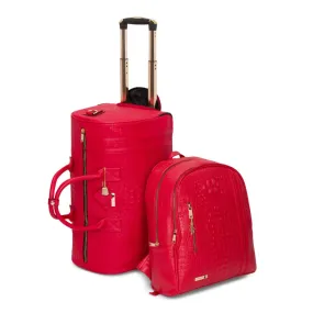 Red Apollo 2 Faux Crocodile Skin Backpack & Rolling Duffle Bag