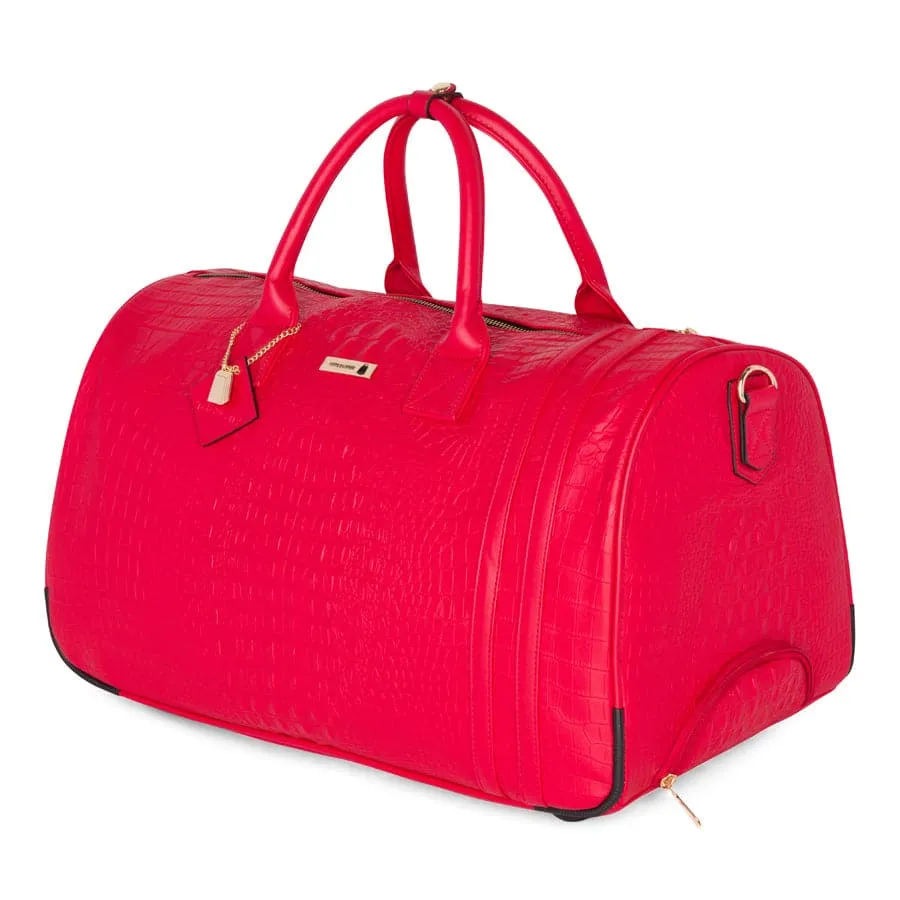 Red Apollo 2 Faux Crocodile Skin Backpack & Rolling Duffle Bag