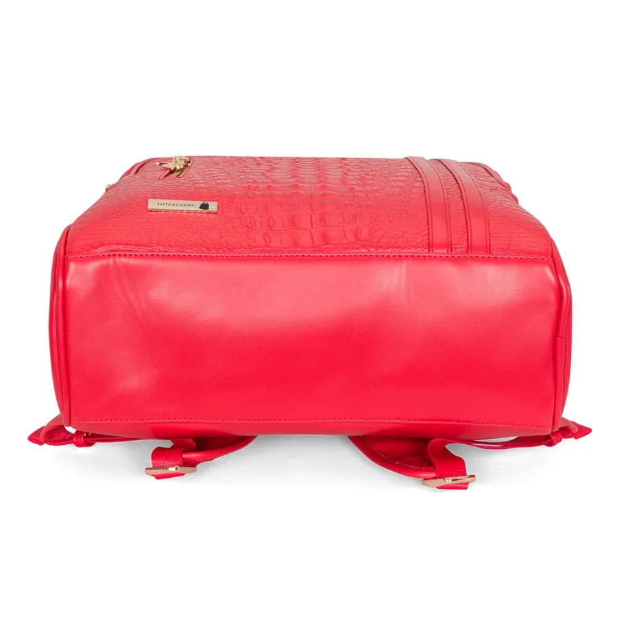 Red Apollo 2 Faux Crocodile Skin Backpack & Rolling Duffle Bag