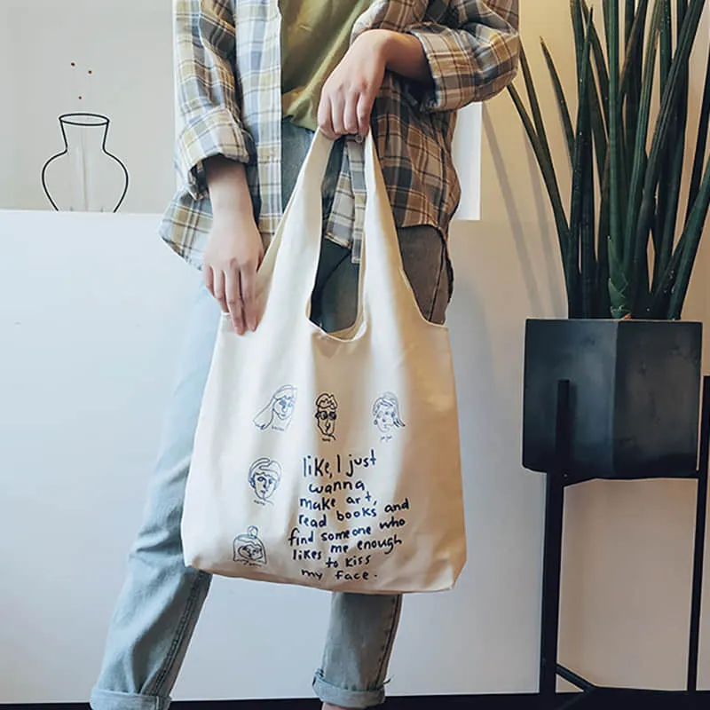 Retro canvas bag women's large capacity tote bag