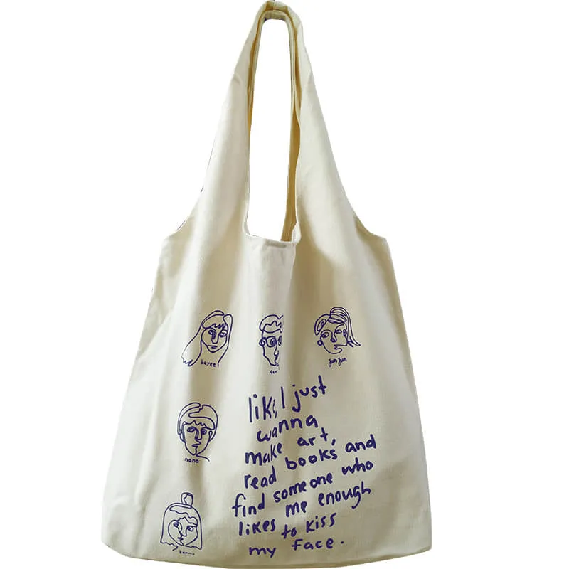 Retro canvas bag women's large capacity tote bag