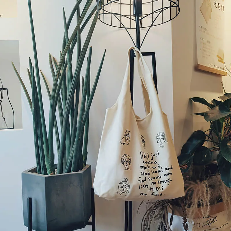Retro canvas bag women's large capacity tote bag